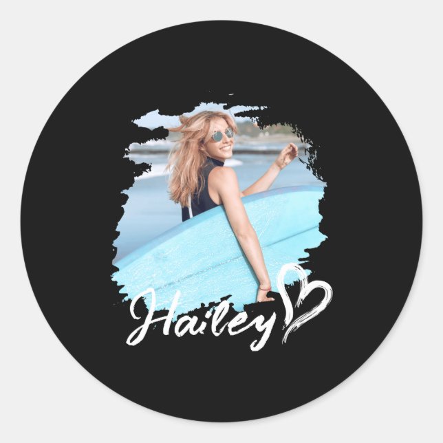 Girlfriend Nge Heart Simple Modern Cool Photo  Classic Round Sticker (Front)