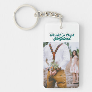 Girlfriend photo green script   key ring