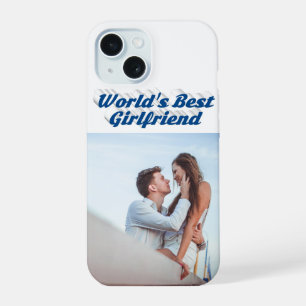 Girlfriend Photo sea blue typography iPhone 15 Case