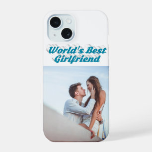 Girlfriend Photo sky blue typography iPhone 15 Case