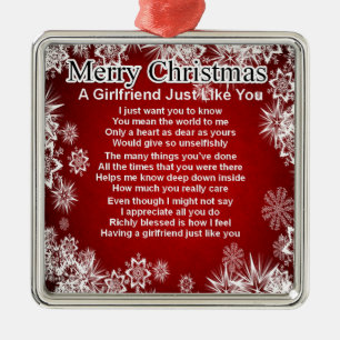 Girlfriend Poem  - Christmas Design Metal Tree Decoration