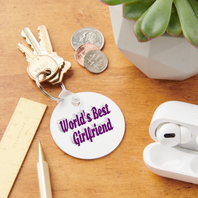 Girlfriend purple typography  key ring (Desk)