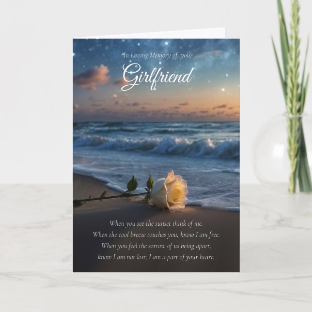 Girlfriend Sympathy Beach and Rose  Card (Front)