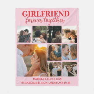 Girlfriend Together Forever Photo Collage Fleece  Blanket