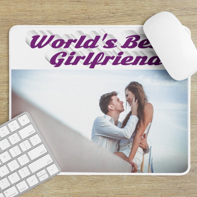 Girlfriend with purple typography photo mouse pad (Creator Uploaded)