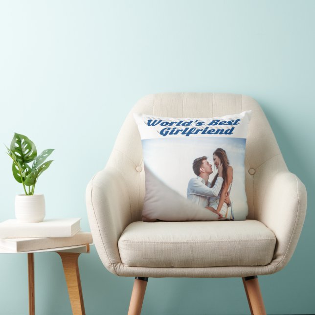 Girlfriend with sea blue typography photo cushion (Chair)