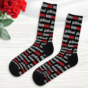 Girlfriend XOXO Valentine's Day Black Red and Grey Socks