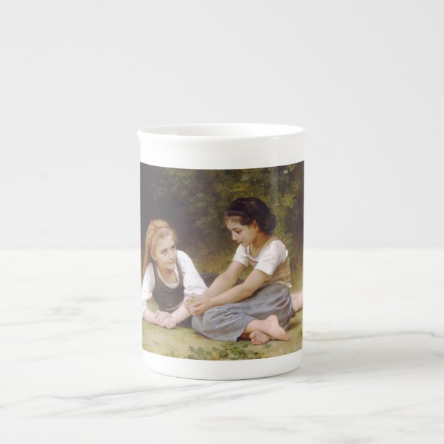 Girlfriends Collect Nuts, Les Noisettes Bouguereau Bone China Mug (Front)