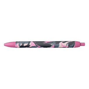 Girlie Black and Hot Pink Camo Ink Pen