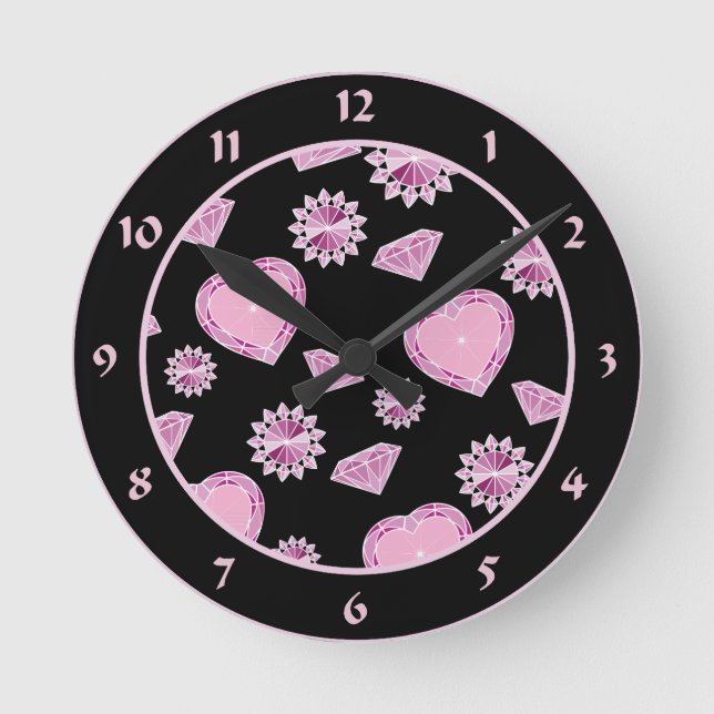 Girlie Bling Round Clock (Front)