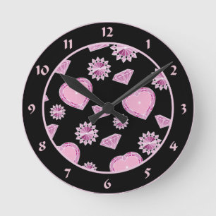 Girlie Bling Round Clock