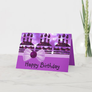 Girlie Bokeh Birthday Cake Gemstone Card
