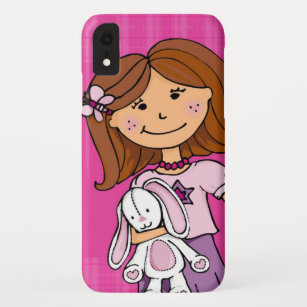 Girlie bunny rabbit hug graphic pink Case-Mate iPhone case