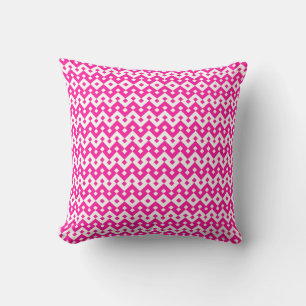 Girlie Candy Pink and White Geometric Pattern Cushion