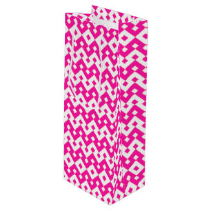 Girlie Candy Pink and White Zigzags Wine Gift Bag