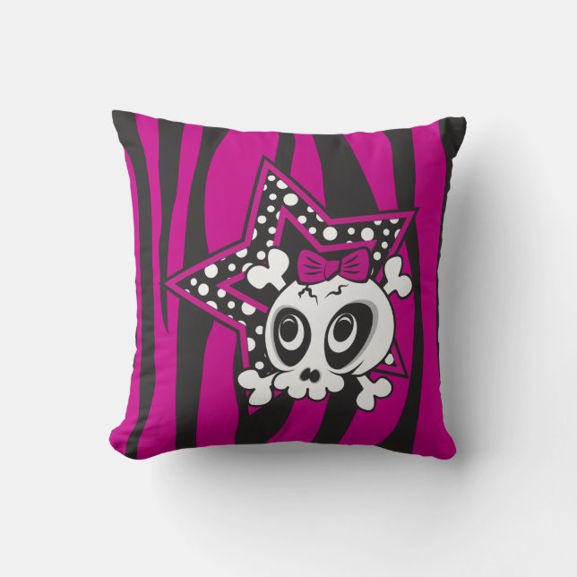Girlie Emo Skull Cushion (Front)