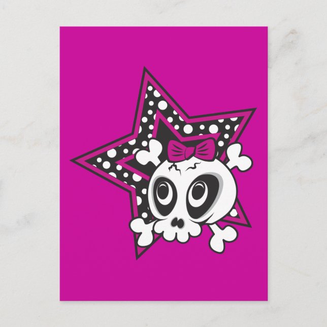 Girlie Emo Skull Postcard (Front)