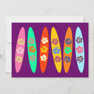 Girlie Flowered Surfboards Invitation