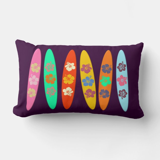 Girlie Flowered Surfboards Lumbar Cushion (Front)