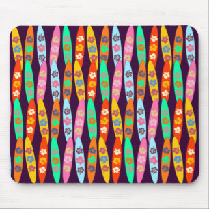 Girlie Flowered Surfboards Mouse Pad