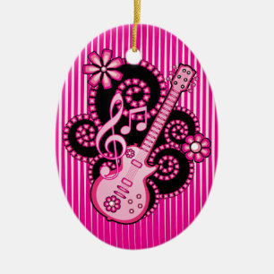 Girlie Guitar Ceramic Ornament