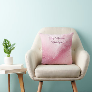 Girlie Pink Feminine abstract marble Sparkle Dust Cushion