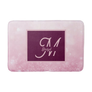 Girlie Pink Feminine Glitter Abstract gradient Bath Mat