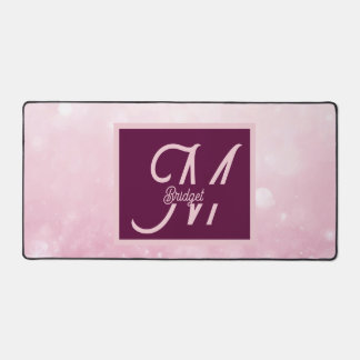 Girlie Pink Feminine Glitter Abstract gradient Desk Mat