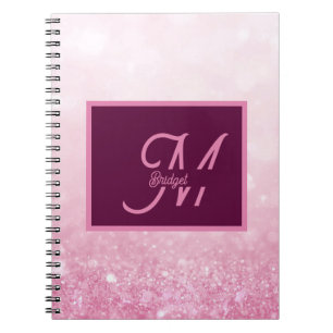 Girlie Pink Feminine Glitter Abstract gradient Notebook