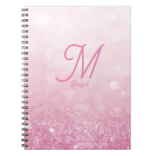 Girlie Pink Feminine Glitter Abstract gradient Notebook