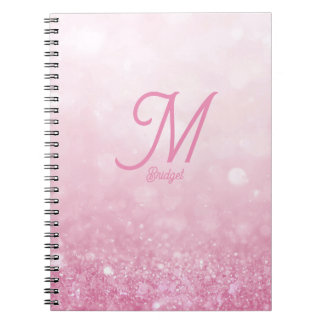 Girlie Pink Feminine Glitter Abstract gradient Notebook