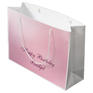 Girlie Pink Feminine Soft Sparkle Ombre Large Gift Bag