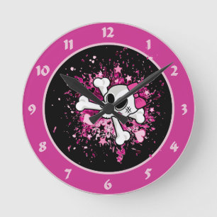 Girlie Skull Round Clock