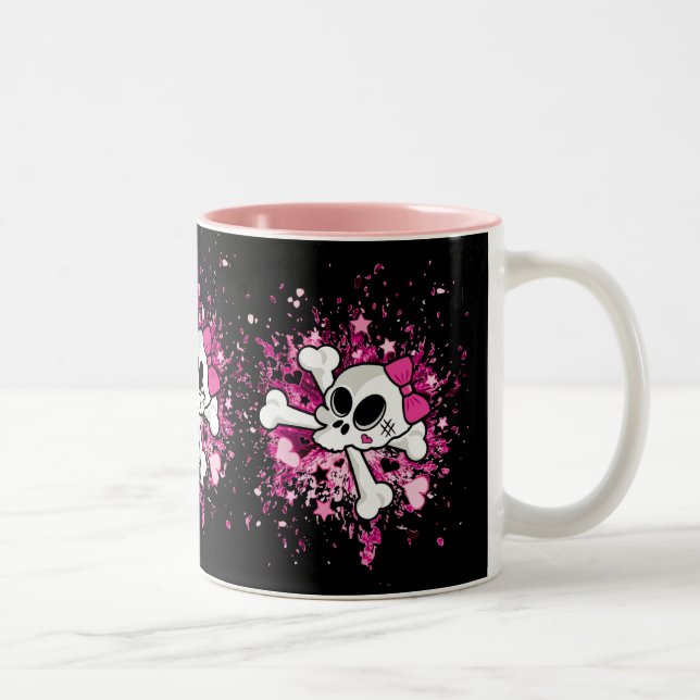 Girlie Skull Two-Tone Coffee Mug (Right)