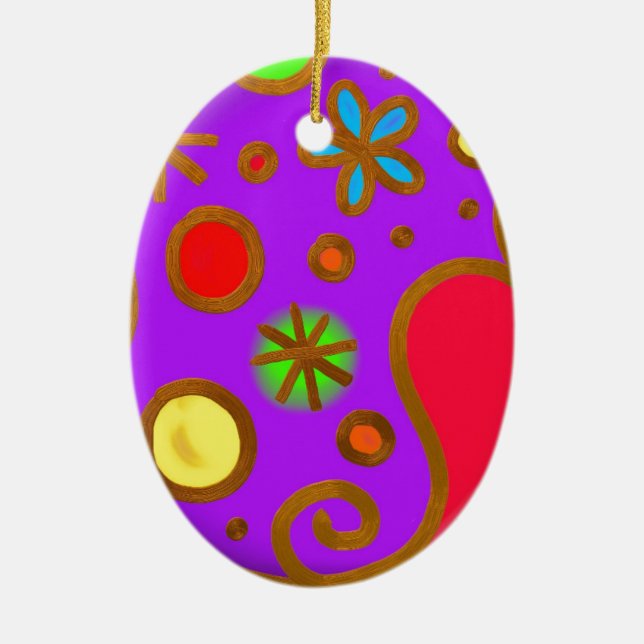 Girlish Painted Colourful Purple Red Ceramic Ornament (Front)