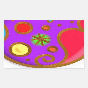 Girlish Painted Colourful Purple Red Rectangular Sticker