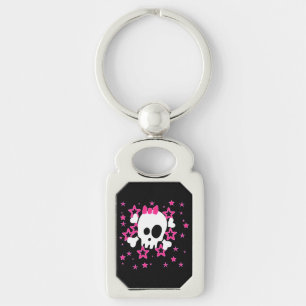 Girliy White Skull Black keychain