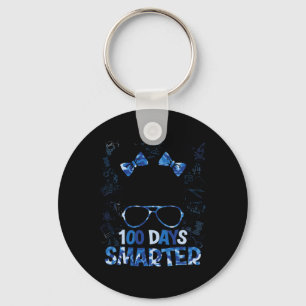 Girls 100 Days Smarter Messy Bun Hair 100th Day Of Key Ring