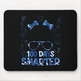 Girls 100 Days Smarter Messy Bun Hair 100th Day Of Mouse Pad