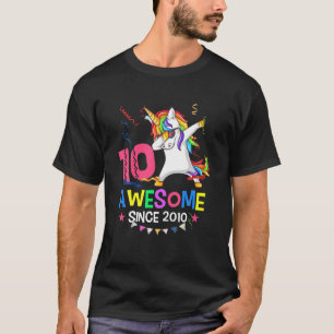 Girls 10Th 10Yr Birthday Unicorn Dabbing Awesome S T-Shirt