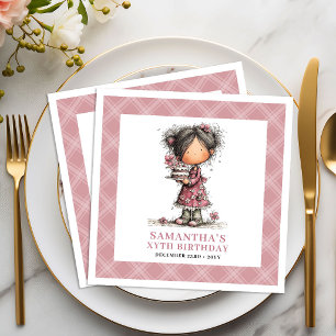 Girls 10th Birthday Party Funny Quirky Pink Napkin