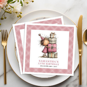 Girls 10th Birthday Party Funny Whimsical Pink  Napkin