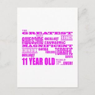 Girls 11th Birthdays : Pink Greatest 11 Year Old Postcard