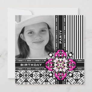 Girl's 12th Birthday Party Damask Invites