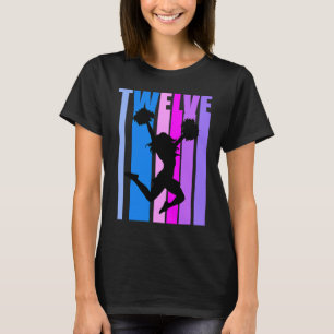 Girls 12th Cheerleading Birthday Pink Cheerleader  T-Shirt