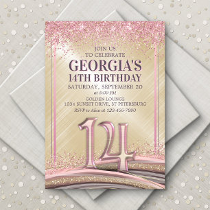 Girls 14th Birthday Invitation