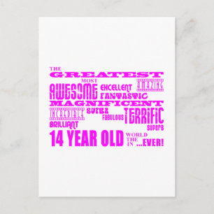 Girls 14th Birthdays : Pink Greatest 14 Year Old Postcard