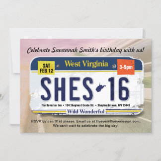 Girl's 16th Birthday West Virginia License Invite