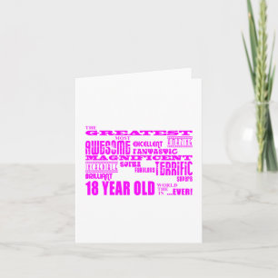 Girls 18th Birthdays : Pink Greatest 18 Year Old Card