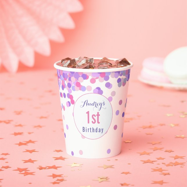 Girls 1st Birthday First Birthday Party  Paper Cups (Insitu)